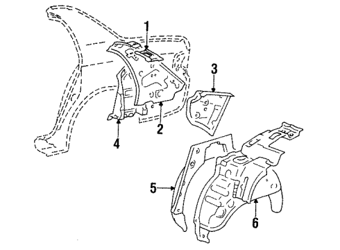 1993 Toyota Corolla Inner Structure - Quarter Panel Diagram 1 - Thumbnail