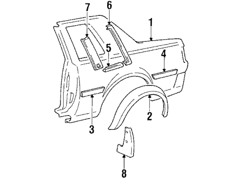 1985 Toyota Celica Seal, Quarter Window Glass Diagram for 68177-32030