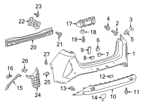 2018 Toyota Prius Prime Retainer, Rear Bumper Diagram for 52576-47050