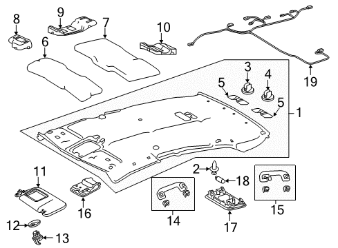 2018 Toyota Camry Visor Assembly, Left Diagram for 74320-33G40-B0