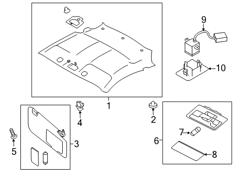 2014 Scion FR-S Interior Trim - Roof Diagram