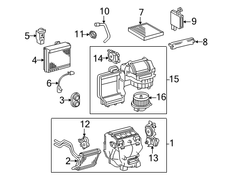 2009 Toyota Avalon A/C Evaporator & Heater Components Diagram