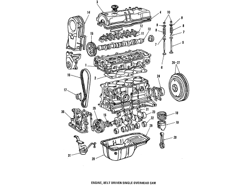 1984 Toyota Corolla Engine Assembly, Partial Diagram for 19000-16080