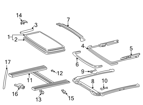 1998 Toyota Camry Cable, Sliding Roof Drive, LH Diagram for 63224-AA010