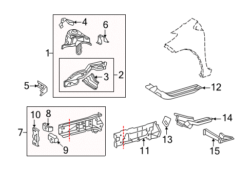 2009 Scion xD Structural Components & Rails Diagram