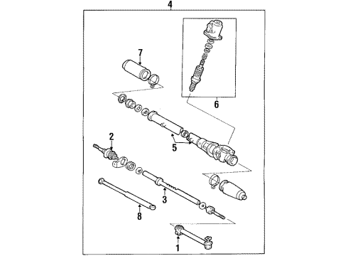 1988 Toyota Supra Steering End Sub-Assembly Diagram for 45504-19025