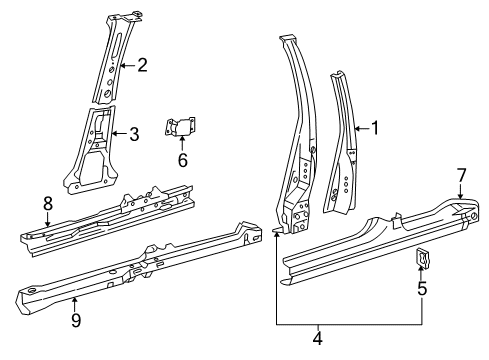 2000 Toyota Corolla Reinforcement, Center Body Pillar, Inner RH Diagram for 61337-12160