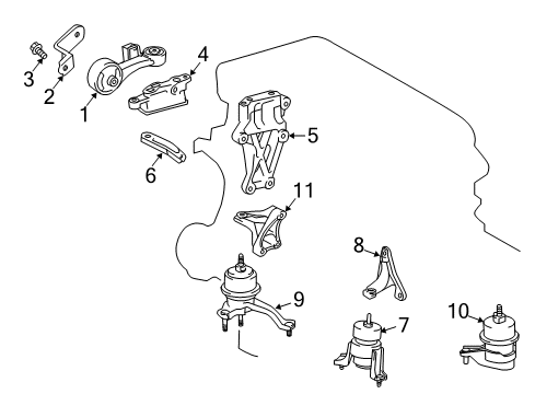 2019 Toyota Highlander Engine & Trans Mounting Diagram 1 - Thumbnail