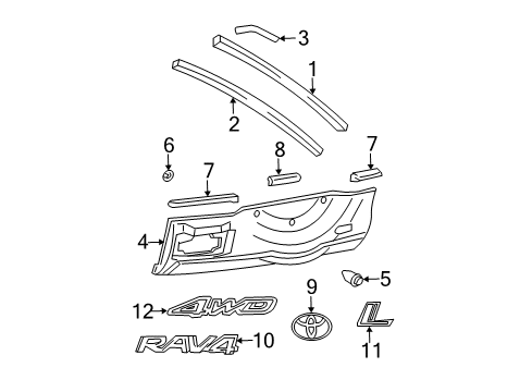 2001 Toyota RAV4 Exterior Trim - Back Door Diagram