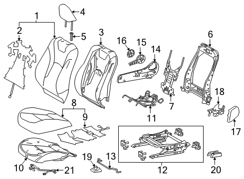 2019 Toyota Prius Prime Front Seat Cover Sub-Assembly Diagram for 71073-47C70-B4