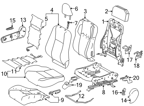 2014 Toyota RAV4 Passenger Seat Components Diagram