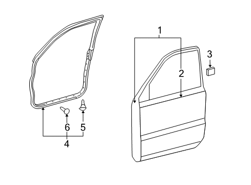 2006 Toyota Highlander Front Door, Body Diagram 2 - Thumbnail