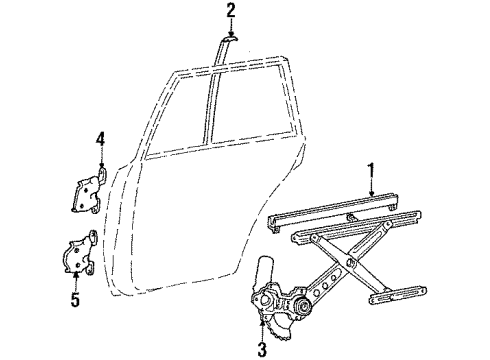 1985 Toyota Cressida Rear Door - Glass & Hardware Diagram