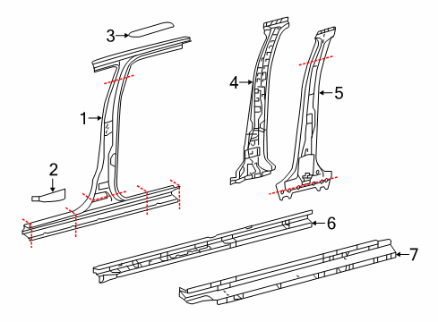 2020 Toyota Tacoma Center Pillar & Rocker Diagram