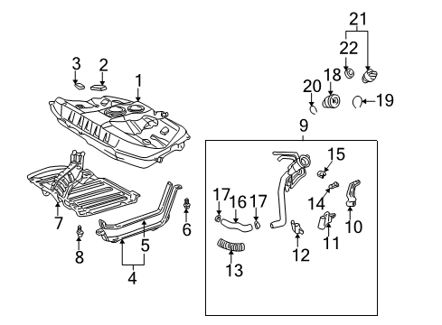 2005 Toyota Celica Band Sub-Assembly, Fuel Tank RH Diagram for 77601-20250