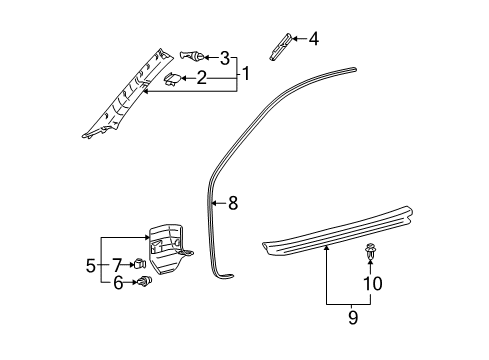 2005 Toyota Solara Weatherstrip, Front Door Opening Trim, LH Diagram for 62312-06070-A0