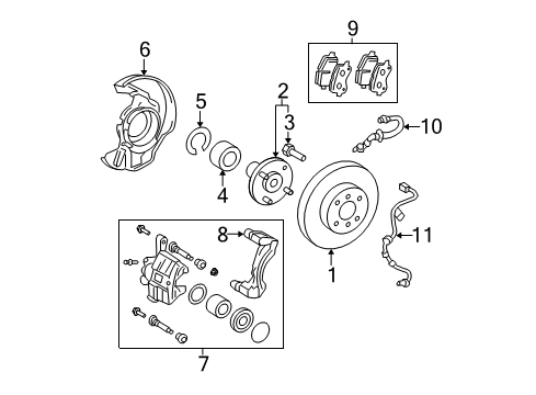 2007 Toyota Matrix Brake Components, Brakes Diagram 1 - Thumbnail