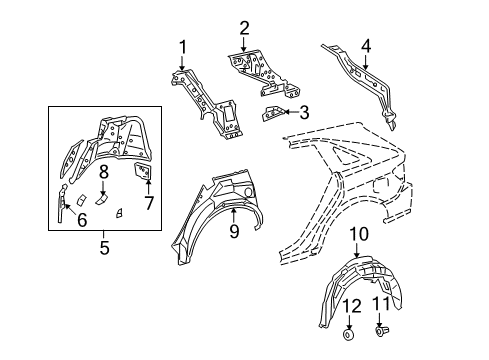 2015 Toyota Venza Inner Structure - Quarter Panel Diagram