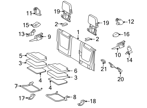 2010 Toyota Tacoma Rear Seat Components Diagram 1 - Thumbnail