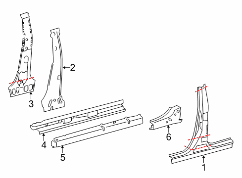 2018 Toyota Avalon Center Pillar & Rocker Diagram