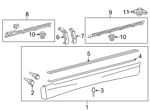 2008 Toyota Tacoma Retainer, Rocker Panel Moulding Diagram for 75865-04010