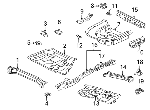 1998 Toyota Camry Rear Body - Floor & Rails Diagram