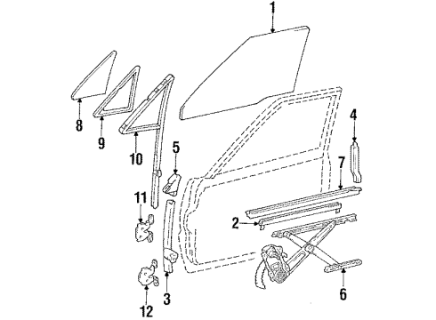 1984 Toyota Pickup Seal, Front Door Front Lower Frame, LH Diagram for 67482-89102