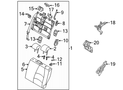 2020 Toyota Yaris Headrest, Center, Gray Diagram for 71960-WB013