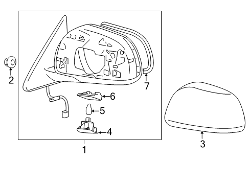 2009 Toyota Highlander Outer Mirror Cover, Left Diagram for 87945-48020-K0