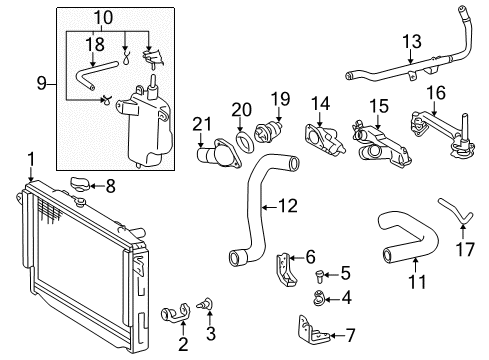 1998 Toyota Land Cruiser Joint, Water By-Pass, Rear Diagram for 16356-50120