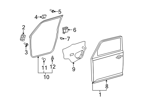 2008 Scion xB Weatherstrip, Front Door, RH Diagram for 67861-12A61