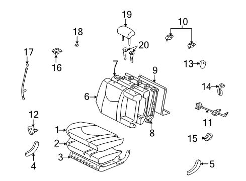 2001 Toyota Highlander Protector, Reclining Cover, LH Diagram for 72554-48050-A0