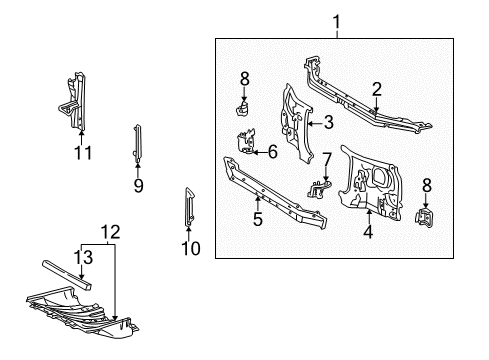 2003 Toyota Sequoia Support, Radiator, RH Diagram for 53211-0C020