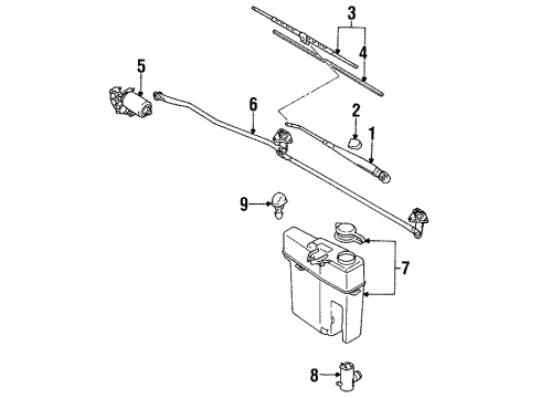 1989 Toyota Pickup Windshield Wiper Arm Assembly Diagram for 85210-89109