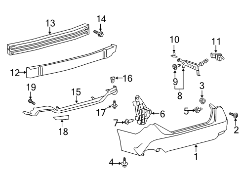 2019 Toyota Avalon Rear Bumper Diagram