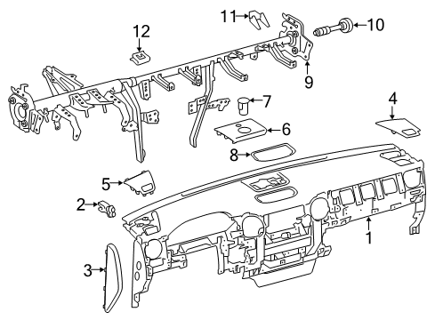 2018 Toyota Tundra Cluster & Switches, Instrument Panel Diagram 1 - Thumbnail