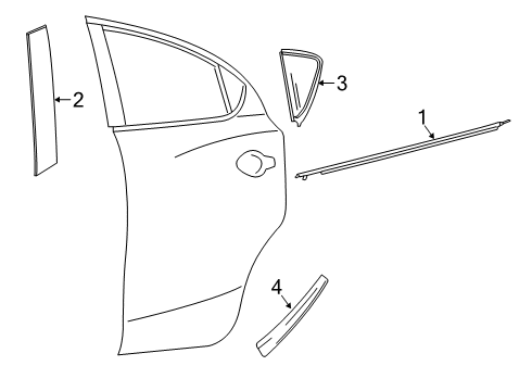 2020 Toyota Yaris Exterior Trim - Rear Door Diagram