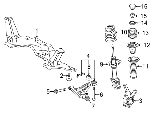 2014 Toyota Yaris Support Sub-Assembly, Front Diagram for 48609-0D040