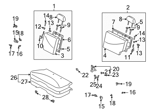 2004 Toyota Echo Headrest Guide, Gray, Front Diagram for 71930-52010-B4