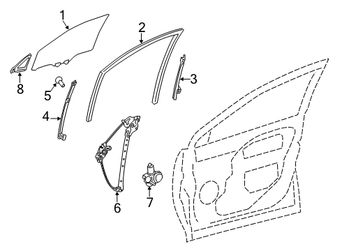 2022 Toyota RAV4 Glass - Front Door Diagram