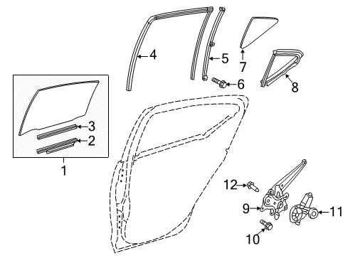 2016 Toyota Prius C Regulator Sub-Assembly Diagram for 69804-52131