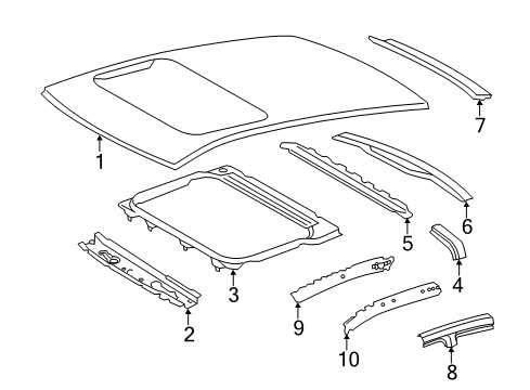 2017 Toyota Avalon Reinforcement, Roof Panel Diagram for 63142-06091