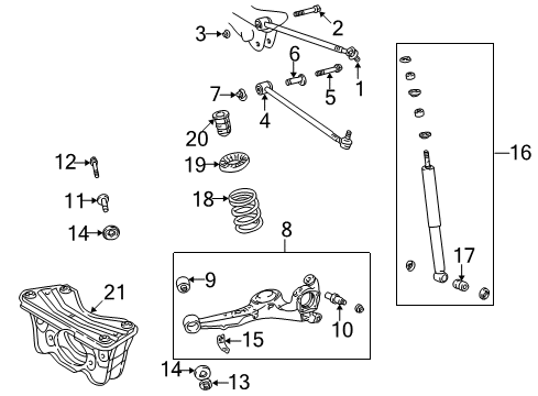 1999 Toyota RAV4 Rear Suspension, Control Arm Diagram 2 - Thumbnail