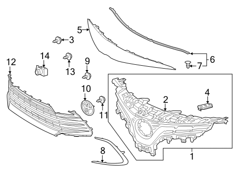 2022 Toyota Camry Grille & Components Diagram 7 - Thumbnail