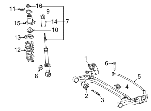 2009 Toyota Corolla Bush, Rear Suspension Diagram for 48725-12630