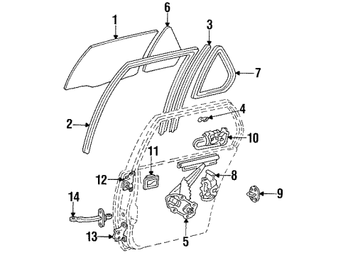 1994 Toyota Tercel Rear Door Glass & Hardware Diagram