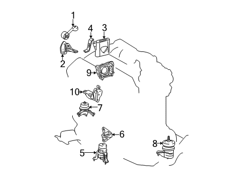 2002 Toyota Camry Engine & Trans Mounting Diagram 1 - Thumbnail