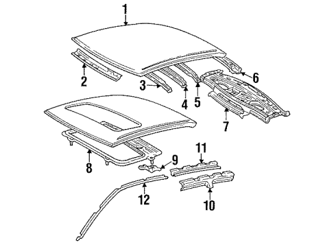 1995 Toyota Camry Weatherstrip, Roof Side Rail, Front RH Diagram for 62381-AA010