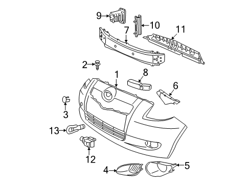 2009 Toyota Yaris Cover, Front Bumper, L Diagram for 52119-52948