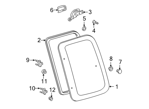 2004 Toyota Tacoma Side Glass Diagram